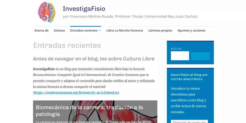 Ejemplos de Sitio Web Tipo Blog - Investigafisio 